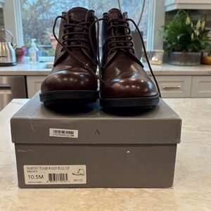 Aquatalia Men's Harvey Tumb Waxy Pull up Rich Brown Leather weatherproof boots